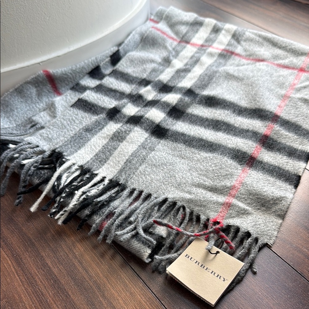 Burberry Gray Plaid Scarf